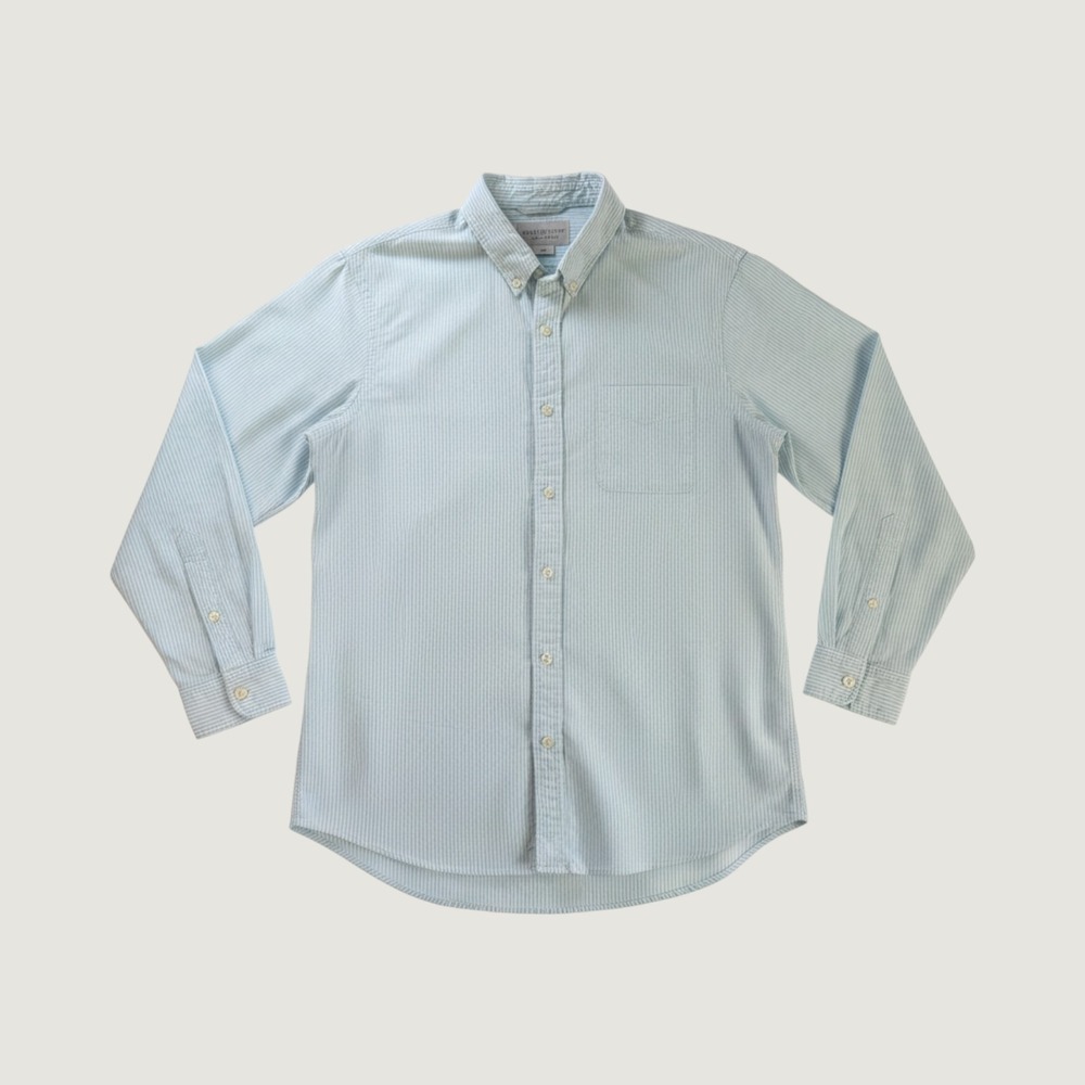 Denim & Supply Ralph Lauren Mens Large Blue White Striped Oxford Button Shirt